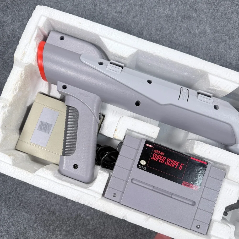 Nintendo Super Scope 6 SNES Light Gun Accessory with Game Cartridge CIB Boxed